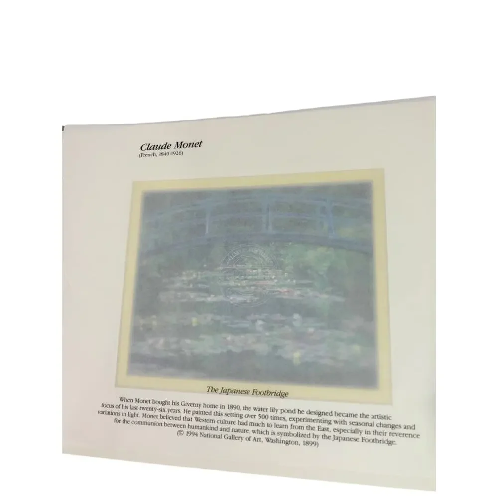 1999 Claude Monet Print Matted in Greeting Card The Japanese Footbridge